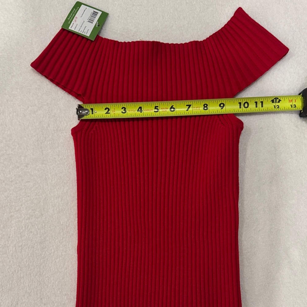Kate Spade Red Ribbed Crop Top - Picture 6 of 6